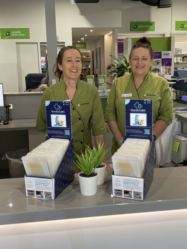 NeedleCalm display boxes on show at a Medical Clinic.