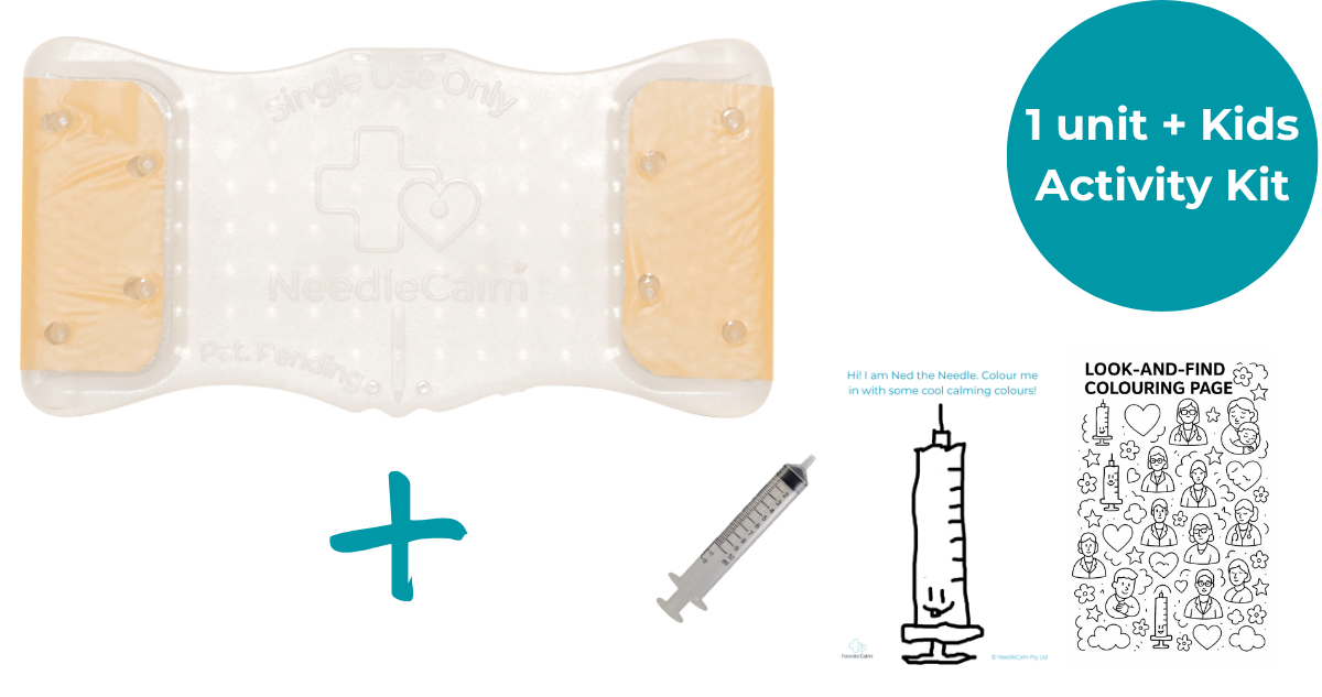 NeedleCalm individual needle desensitising adhesive pad.